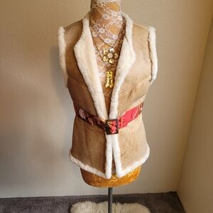 Vintage America Tan and Cream Vest